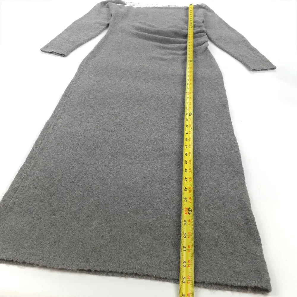 NEW Abercrombie Off-The-Shoulder Boucle Maxi Sweater Dress Clean Girl 90s Y2k LT